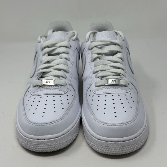 Nike Air Force 1 '07 Low Womens 9 Triple White Leather Athletic Shoes Sneakers - Picture 6 of 16